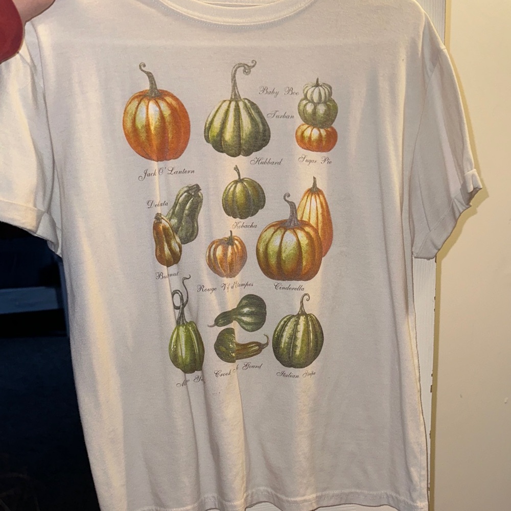 Fifth Sun White T-Shirt with Pumpkin Design
